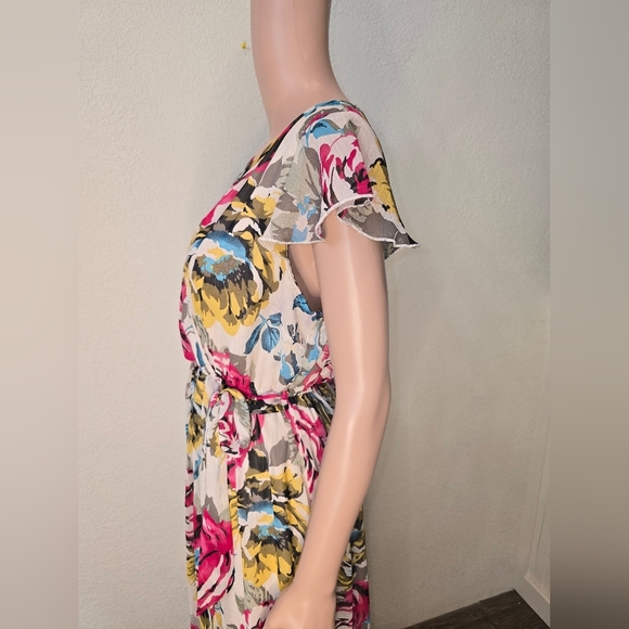 Band of Gypsies Floral Pink/ Yellow/Maxi Long Dress Boho Women's sz Larg Cottage - Picture 4 of 14